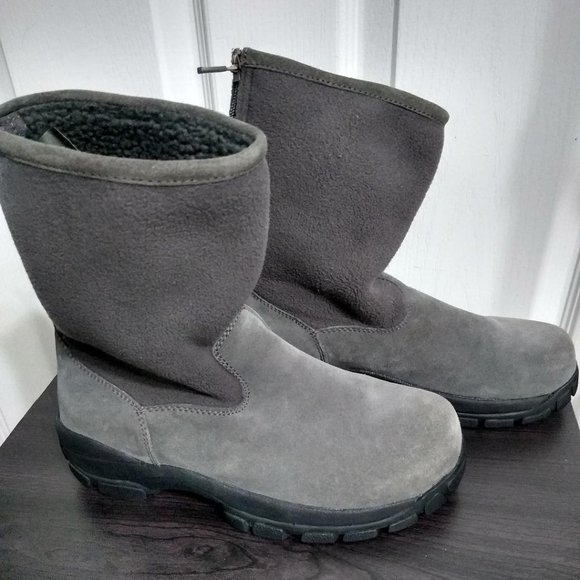 Lands End Suede Back Zip Ankle Boots Size 6.5 Charcoal Grey Color - Picture 2 of 7